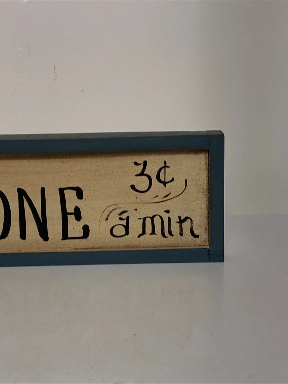 Vintage-Inspired 'Pay Phone' Wooden Wall Sign in Teal and Cream